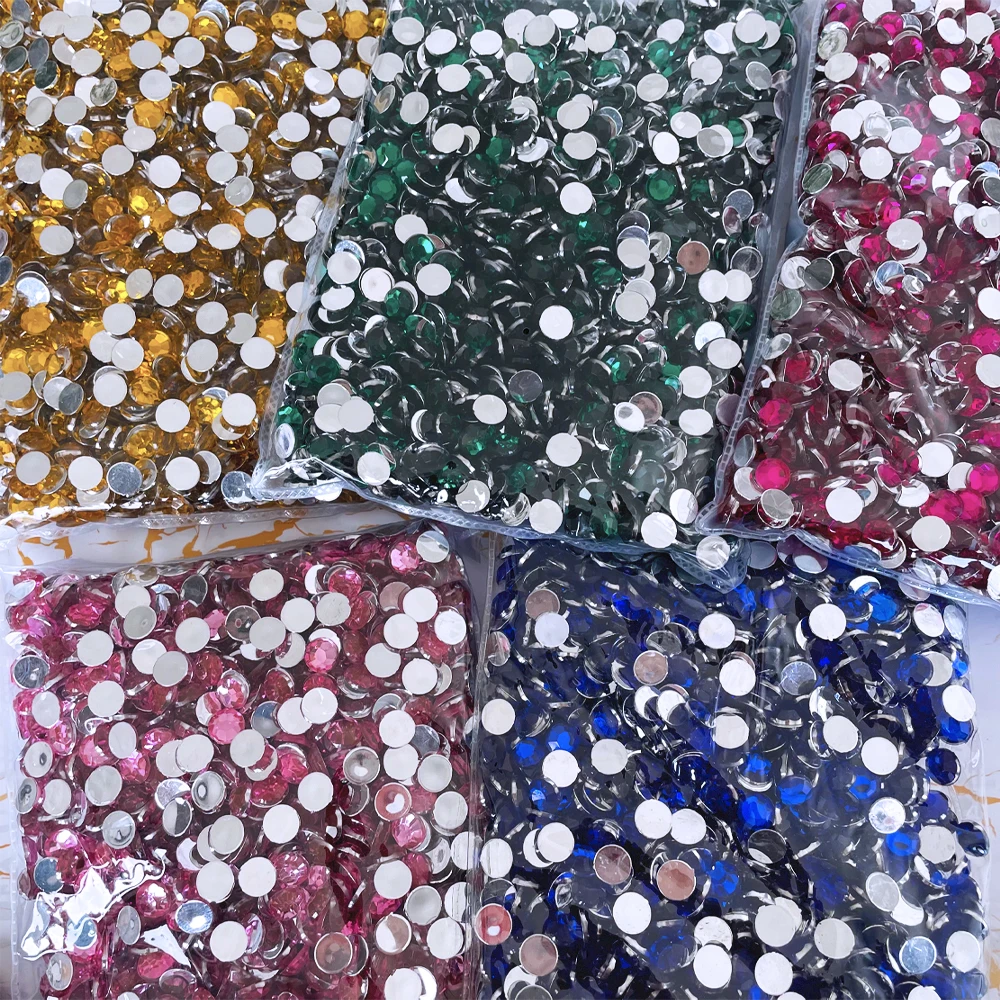 Wholesale Big Size 14mm Crystal White Color Flatback Rhinestones Resin Acrylic Stones For Dress Making Acrylic Gem