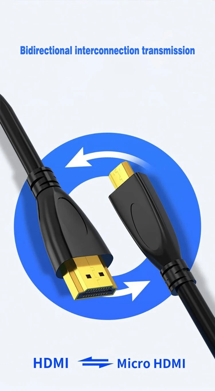 High compatibility 4K HDTV extension cord micro HDMI to HDMI data cable for projector