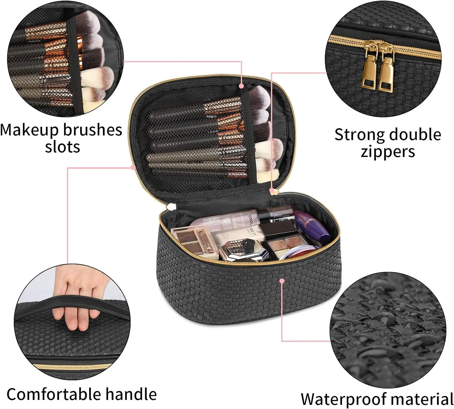 3 Pcs Waterproof Cosmetic Bag Set Portable Travel Cosmetic Bag Multifunction Organizer Storage Bag