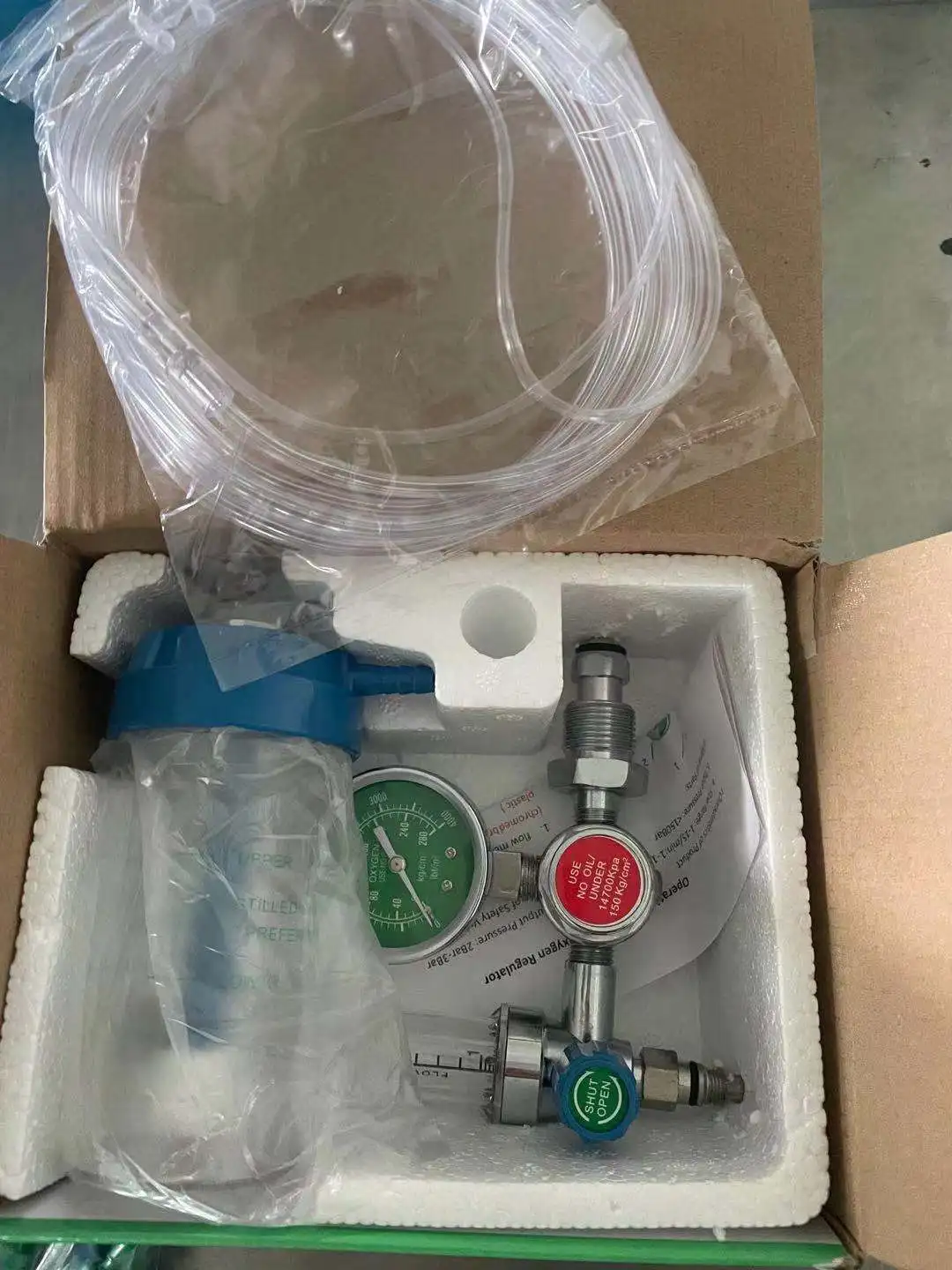 aluminum medical oxygen flow meter regulator with humidifier bottle