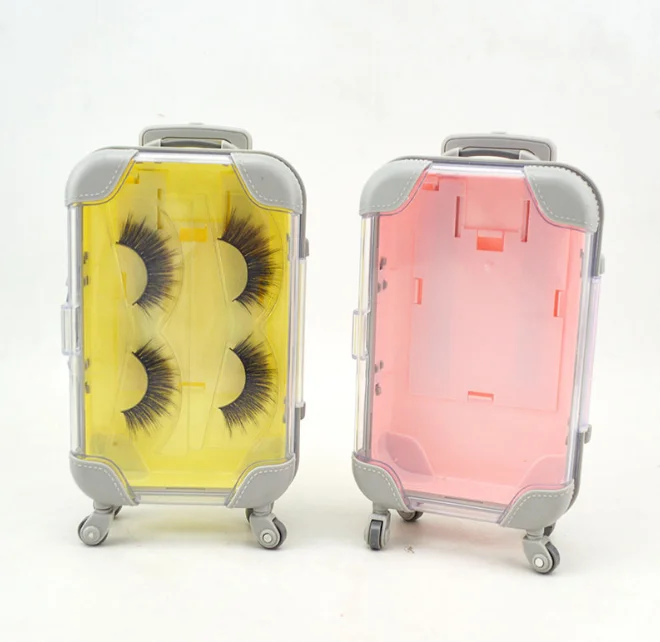 New Travel Suitcase 2 pairs Eyelash Box False Eyelash Packing Box Luggage Trolley Case