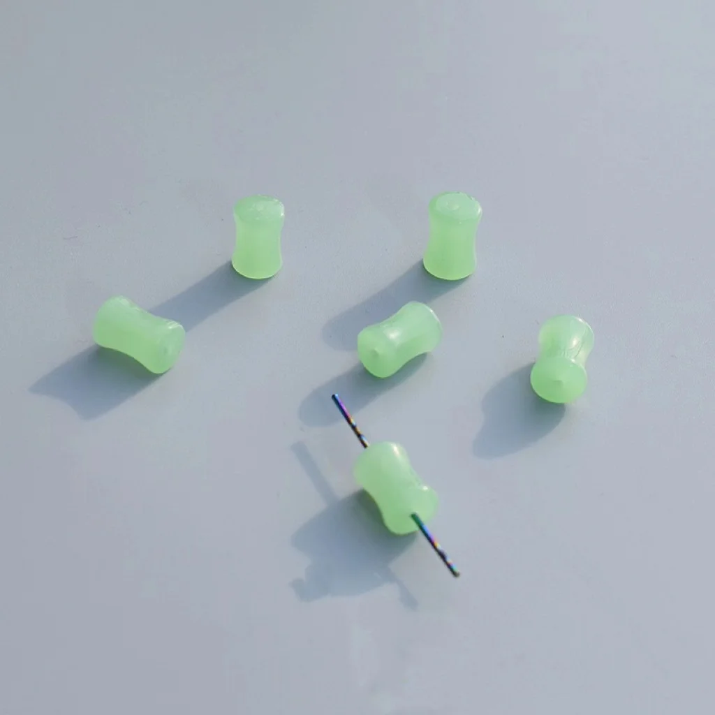 Glass imitation white jade bamboo loose bead beaded semi-finished parts DIY handmade bracelet necklace antique hairpin material