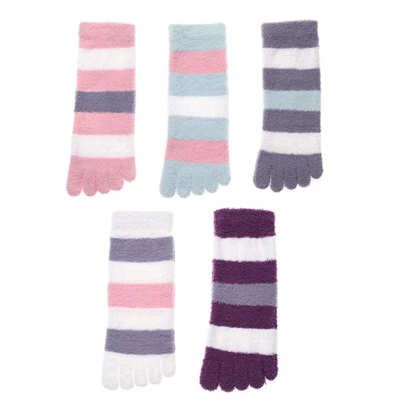 
Женские осенне-зимние теплые носки, носки из кораллового флиса для сна, носки из полуфлиса с разрезом и пятью пальцами 