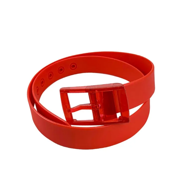 Unisex Colorful Plastic Buckle Silicone Waist Belt