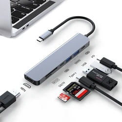 Hot selling 7 In 1 USB Type C USBC Multi Hub Laptop Docking Station HDTV 1080P  USB C Hub  For Macbook