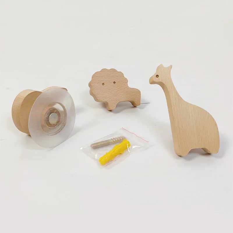 Cute Animal Furniture Wood handles Door Pulls Drawers Wardrobe Knobs Wall Hook Animal Wooden knobs Wall hanger