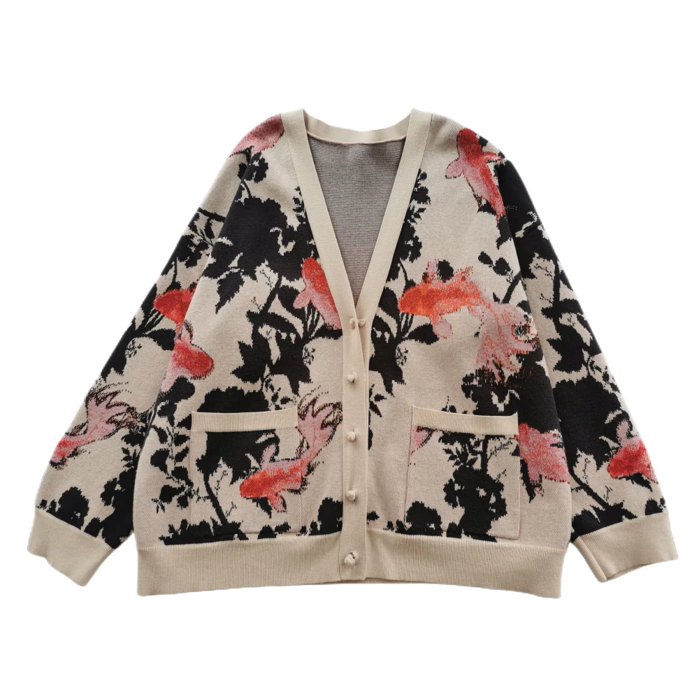 Chinese Knot Button Tradition Style Fortune Heavy Weight Knitted Cardigan For Man