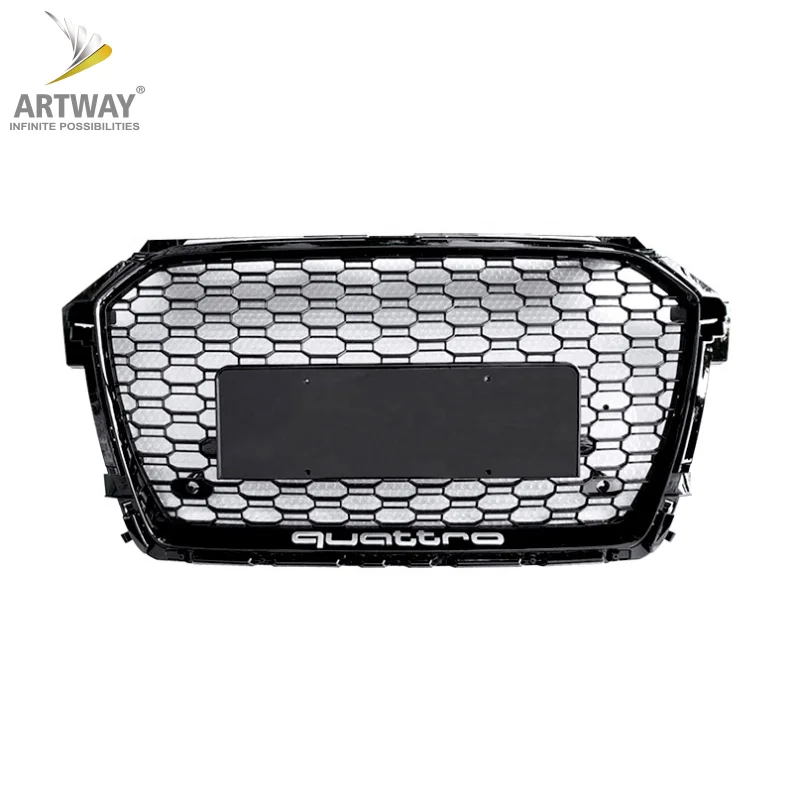 RS1 стиль передний бампер решетка для Audi A1 S1 глянцевый черный гриль 2016-2018 ABS honeycomb