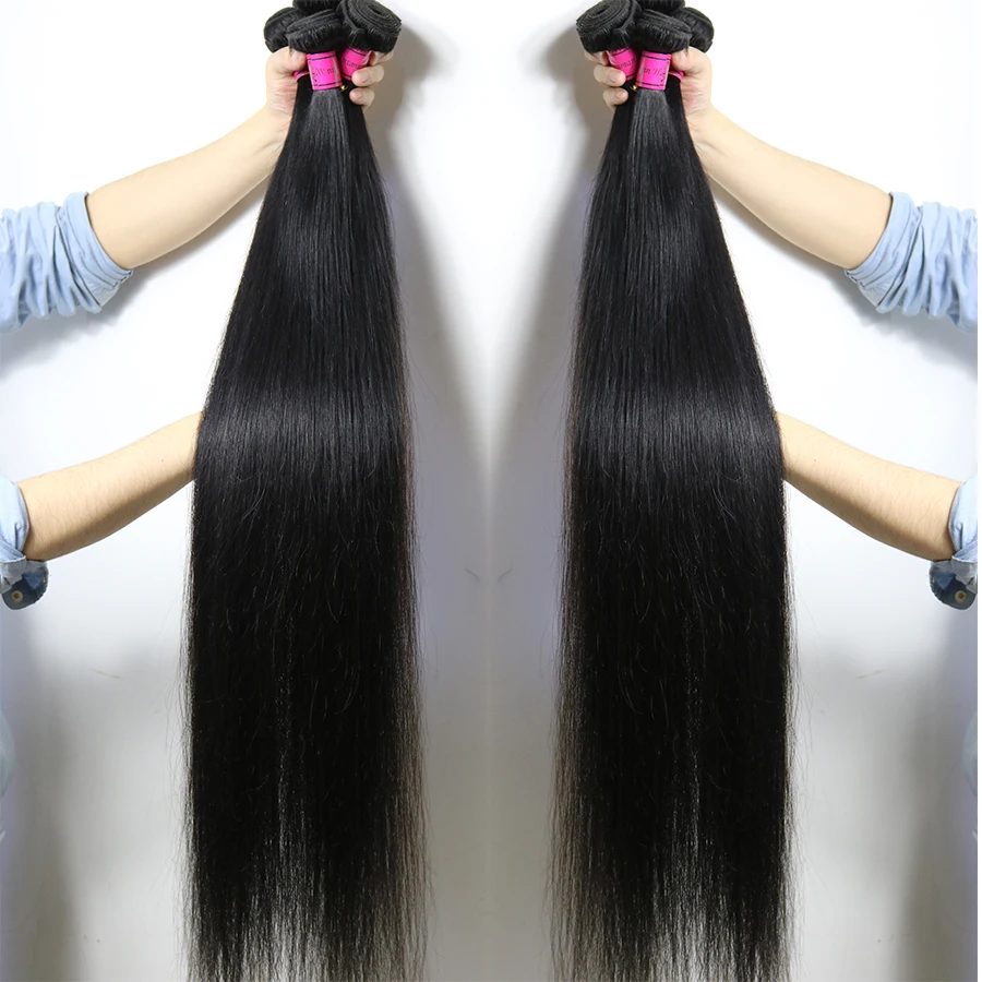 
40 Inches Virgin Human Hair Bundles Vendor Cheap Hair Extensions Brazilian Hair Lace Front Wigs Closure and Frontal Drop Ship 