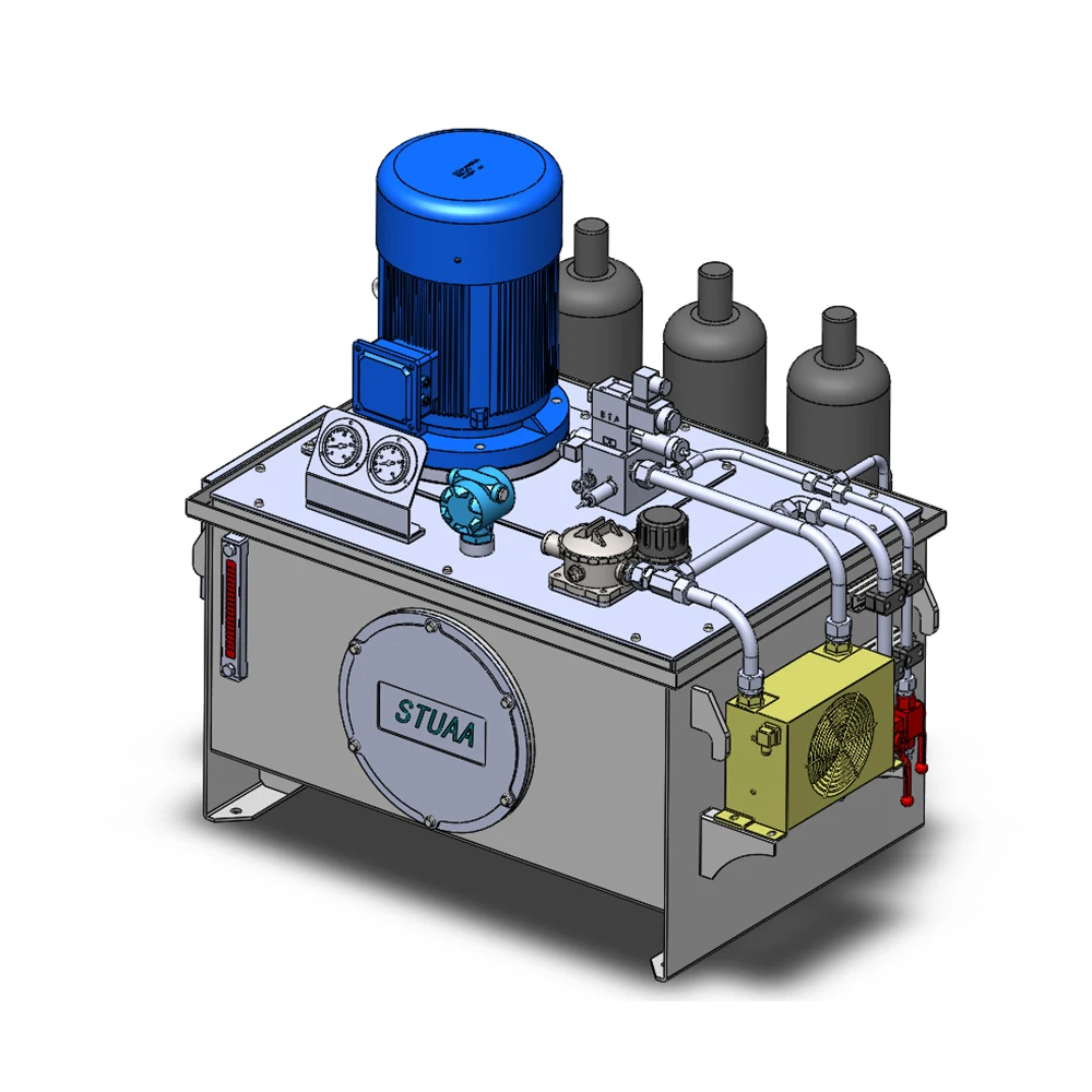 Hydraulic pump system hydraulic power unit station with pressure-holding and accumulator pressure reple