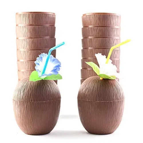 Кокосовые чашки для гавайской Luau детская вечеринка тики и пляжная веселые напитков или