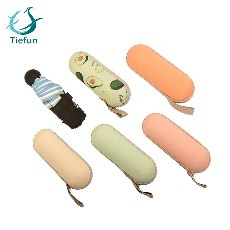 Amazon Hotsale Capsule  Pocket  Windproof  5 Folding  Rain Umbrella With  Case