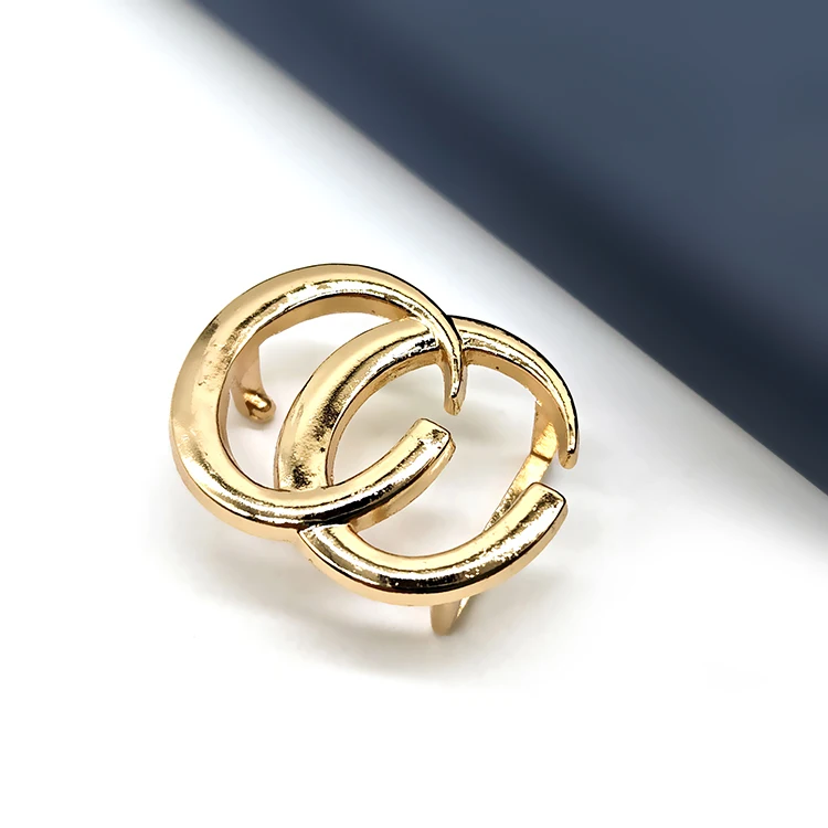 Custom New Design Luxury Golden Decorative Double C Cross Belt Buckles 15mm Metal Zinc Alloy Quick Release Straps Buckle