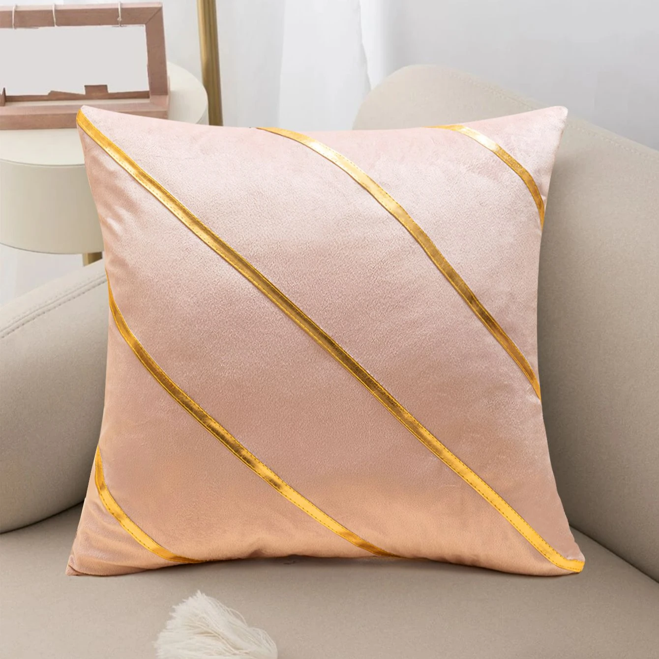 Throw Pillow Cushion Covers Decorative Square Patchwork Grey White Gold Cushion Cover Luxury Velvet Cushion For Home Decor