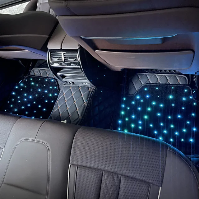 USB/Cigarette lighter power APP and remote control led fiber optic starry car mats for star car mat