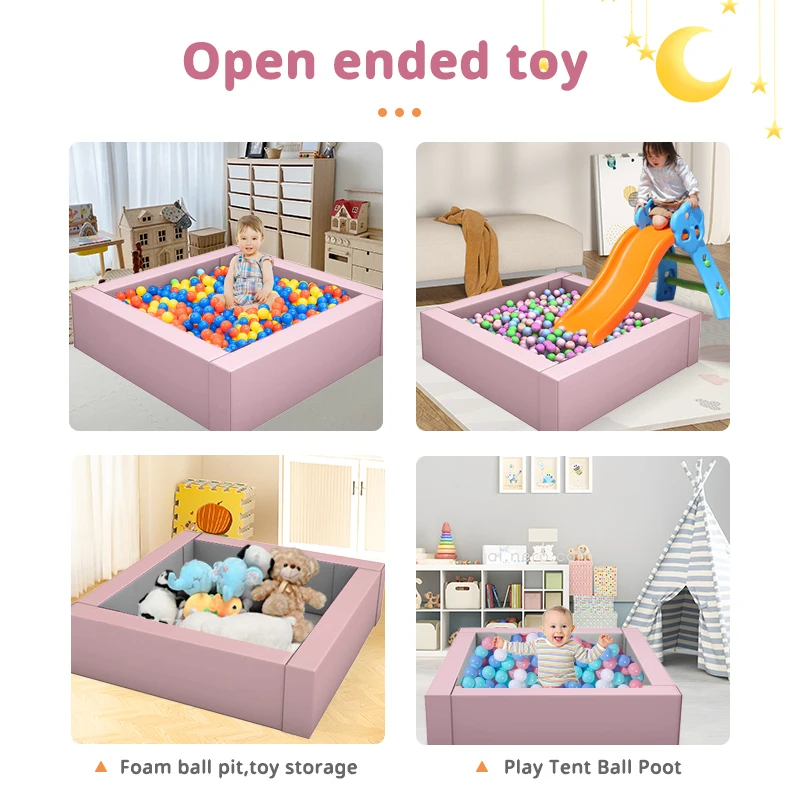 Custom Indoor Square Foam Ball Pit with Slide Soft Play Equipment for Kids for Shopping Mall Parties