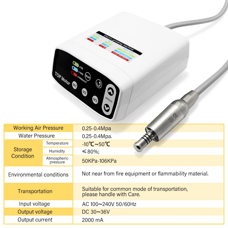 Led Dental Electric Motor Brushless Micromotor Work With Increasing/Slow Speed Handpiece Portable Dental Electric