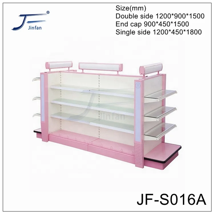 Customized High Quality Supermarket cosmetics and skin care products semi-circle glass display shelving