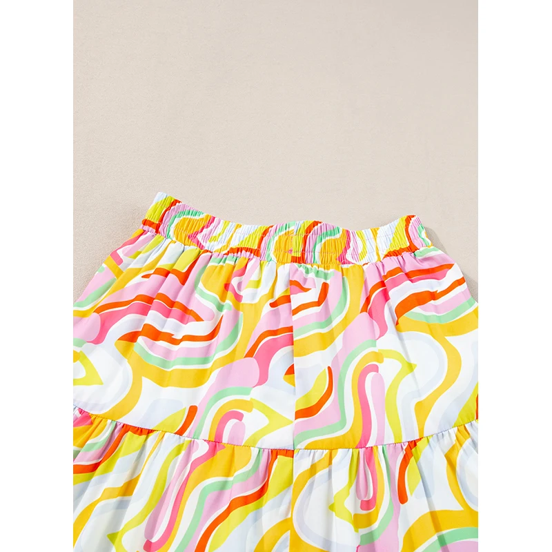 Dear-Lover New Arrivals Abstract Leopard Print Tiered Flowy Long Maxi Skirts For Women