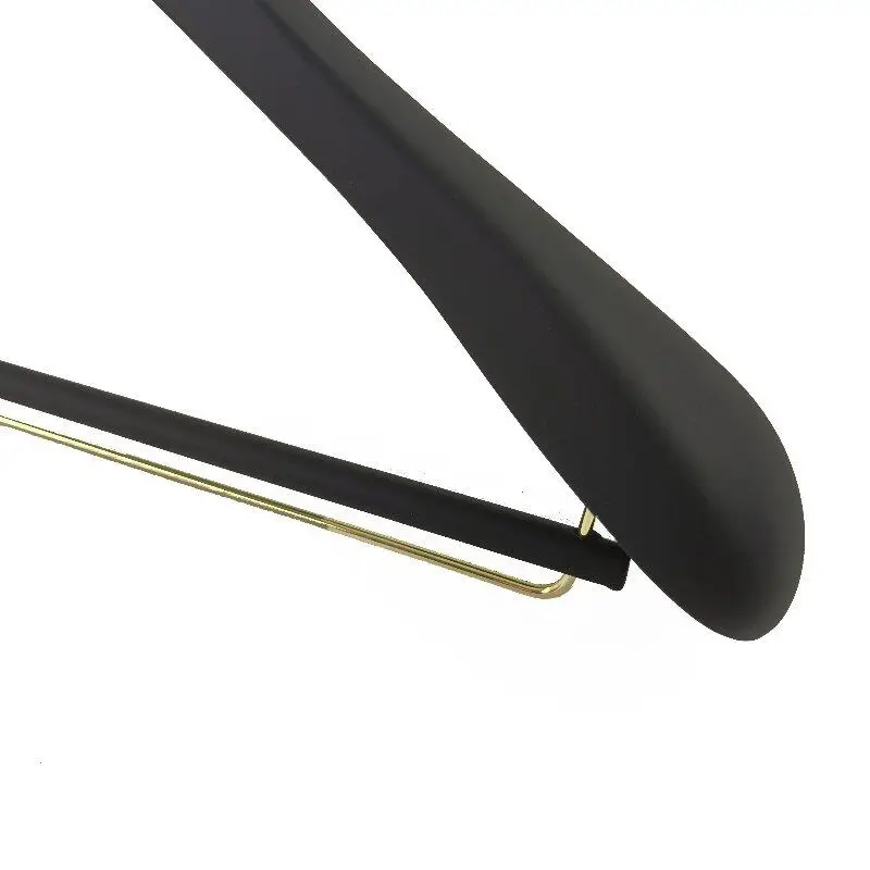 luxury custom Black rubber coated wooden suit hanger with pant bars