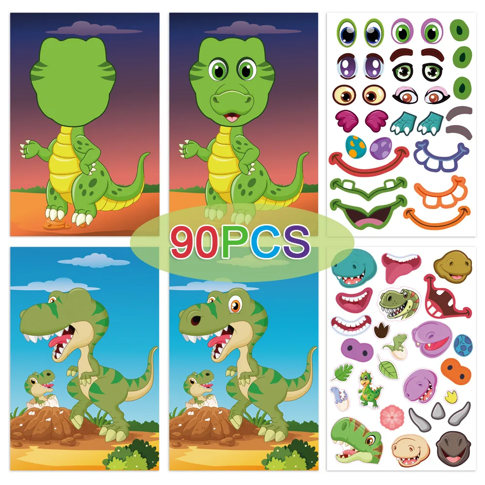 YALONG YLWG10014 Stickers Puzzle Games Make a Face Princess Animal Dinosaur Assemble Children Recognition Training Education Toy