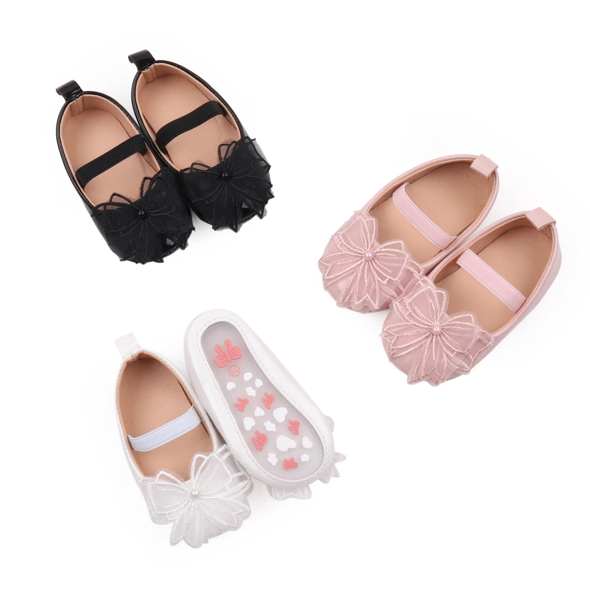 Wholesale High Quality Baby Girls Shoes Princess TPR Sole Elastic Band Baby Casual Shoes with Beautiful Bowknot