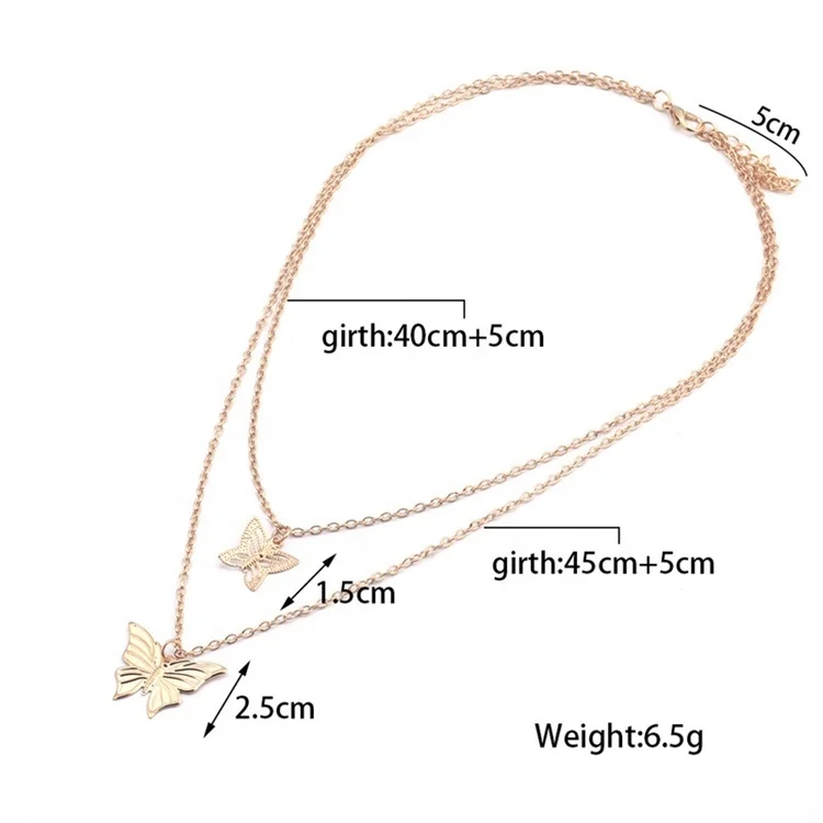 Fashion Cute Butterfly Pendant Necklace Double Butterfly Choker
