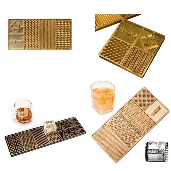 Copper Ice Stamp Plate & Mold Trio Complete Set for Creating Stylish Ice Decorations Ideal for Parties & Events