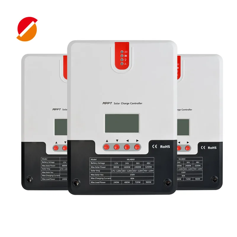 SRNE Warehouse 60A  12V 24V 48V Mppt Solar Charge Controllers LCD Solar energy controller TTL RS485 BT with display