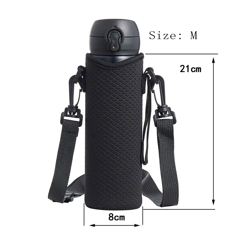 Portable Non-slip Bottle Cover Holder Carrier with Shoulder Strap Neoprene Glass Water Bottle Sleeve Insulator Cooler