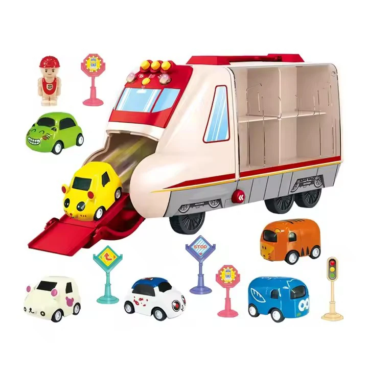 New Arrival 2024 Alloy High Speed Train Toys Car Multifunction Die Cast Alloy Cargo Truck with Storage Compartments Music/light