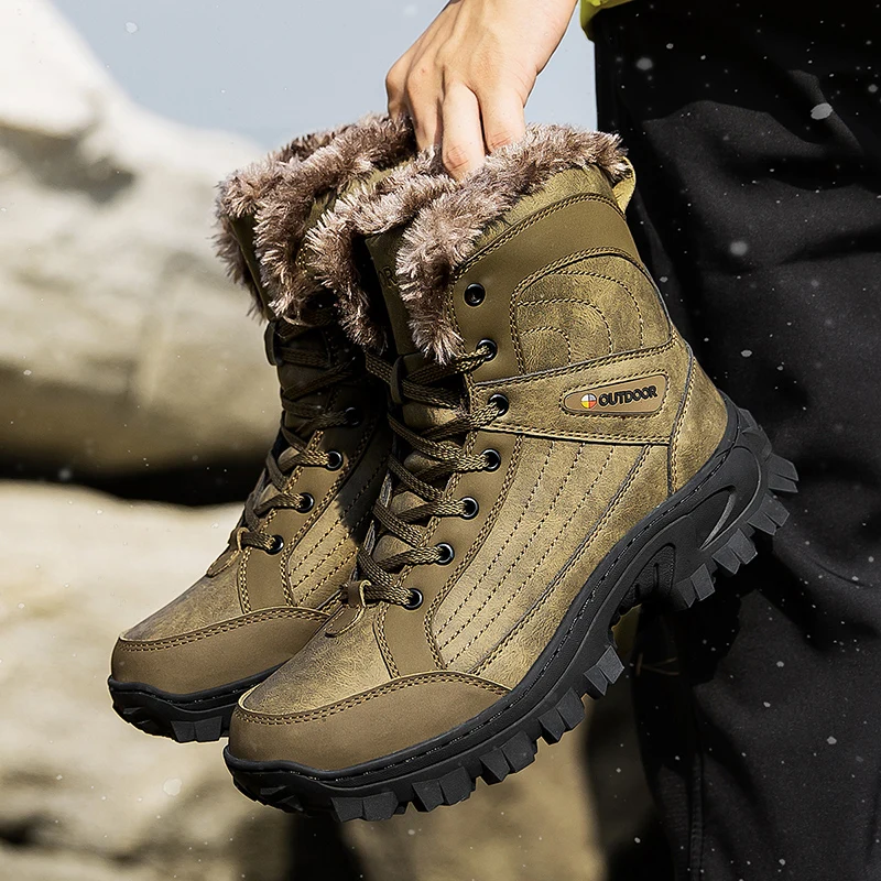 New Arrival Genuine Leather Waterproof Outdoor Mountain Climbing Winter High Top Boots Hiking Shoes For Men