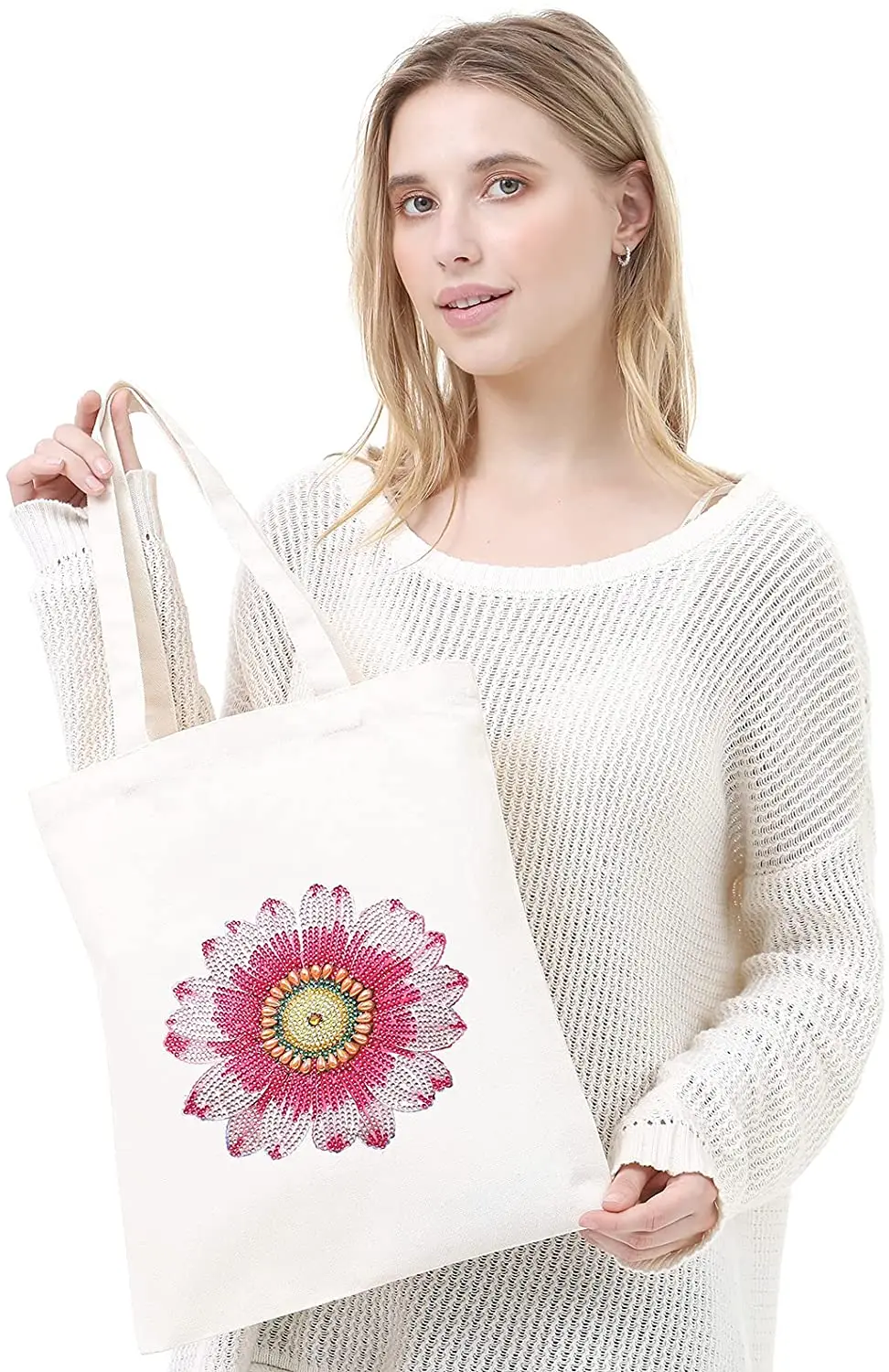 Color diamond painting reusable shopping bag fabric handbag with handle commodity bag