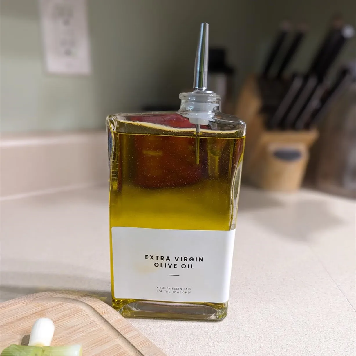 500Ml Clear flat Square Olive Oil Glass Storage Bottle Customized Kitchen Glassware Container With Grease Plug For Kitchen Use