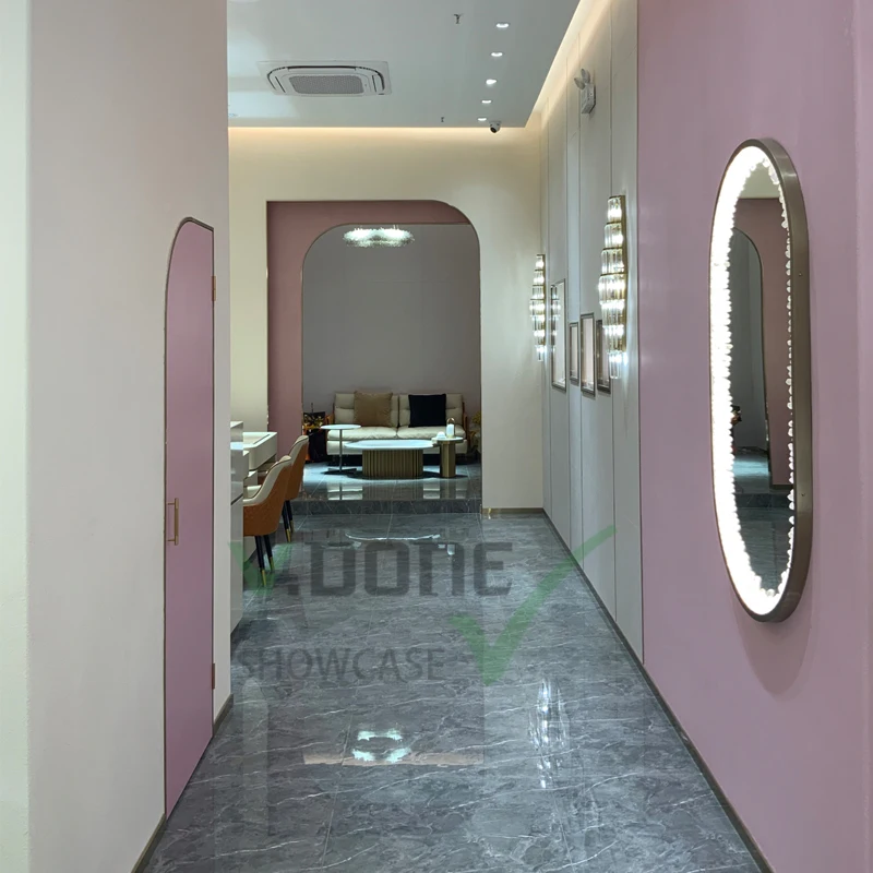 luxury Jewelry Store Design glass Showcase display Cabinet standing jewellery shop counter kiosks  for mall with light