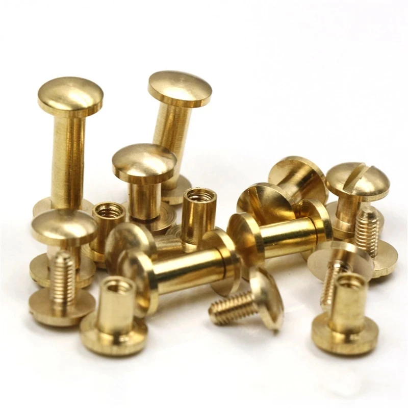 Solid Brass Binding Chicago Screws Nail Stud Rivets For Photo Album Leather Craft Studs Belt Wallet Fasteners 8mm/10mm Head