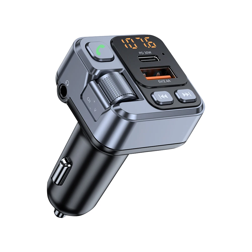 Car MP3 Player FM Transmitter PD30W Fast Charging+2.4A Car Bluetooth Hands-Free AUX Playback Car Charging