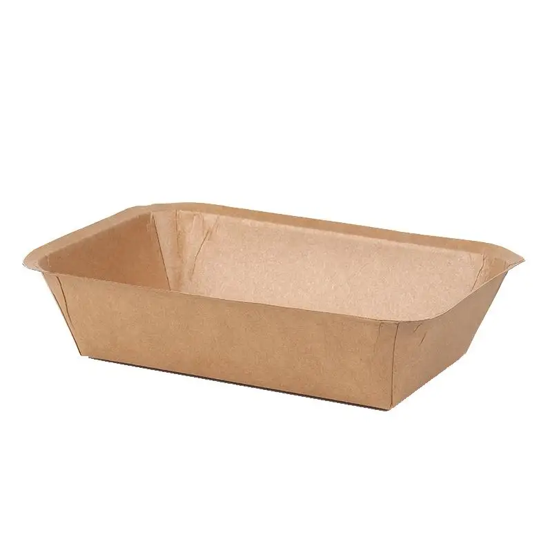 Compostable Paper Food Dish Disposable Biodegradable Fast Food Plate Brown Kraft Paper Tray