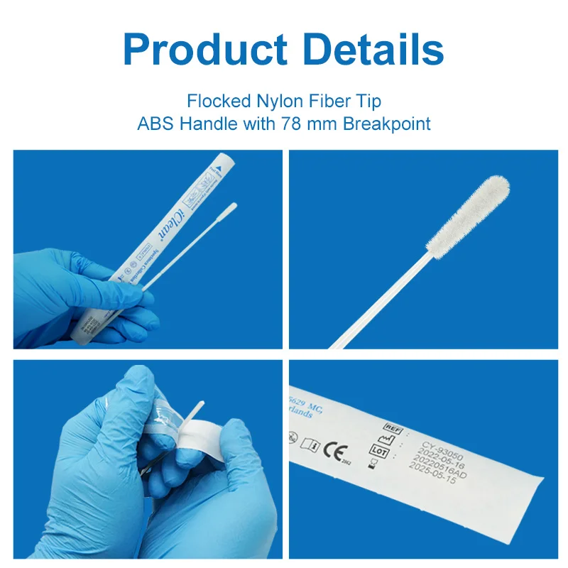 Disposable Nasopharyngeal Swab Specimen Collection Sampling Swab Flocked Nasal Sterile Swab