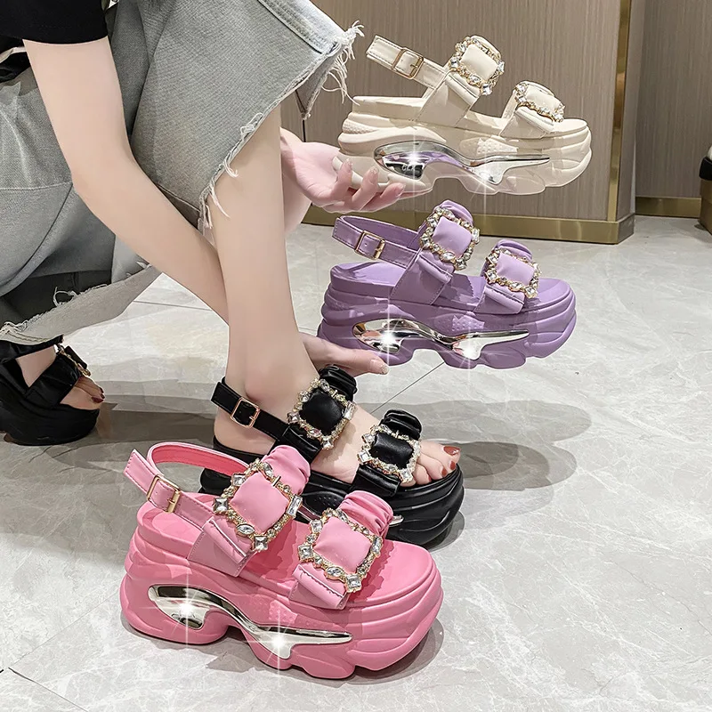 New styles female casual shoes wholesale platform sandals with a 7 cm heel for women and ladies