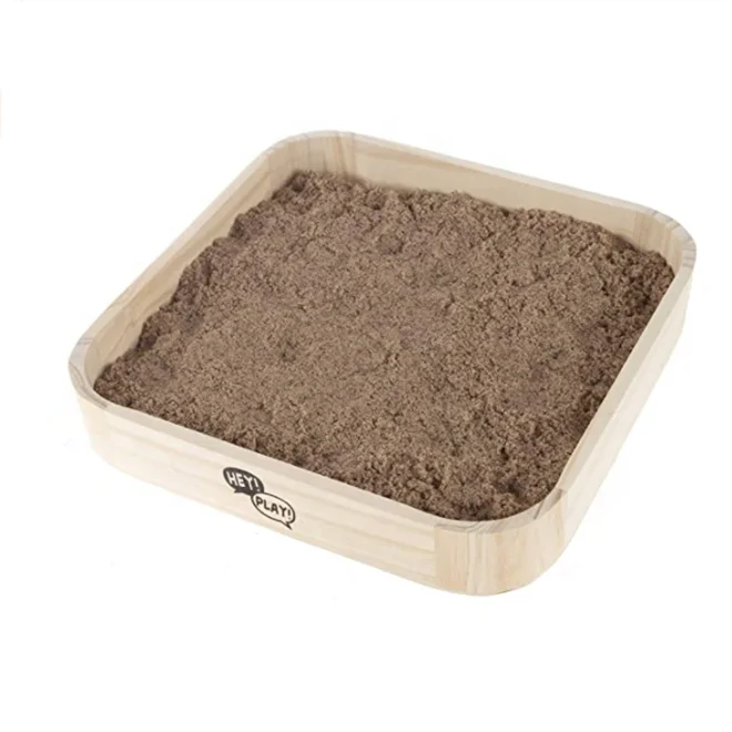 Unfinished Pine Wood Display Boxes Rounded Corners,Tabletop Sand Organizer Tray without Lid Wholesale for Kids Outdoor