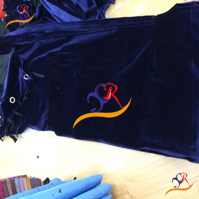 Fire proof window curtain luxury and Stage Auditorium curtains drapery with valance