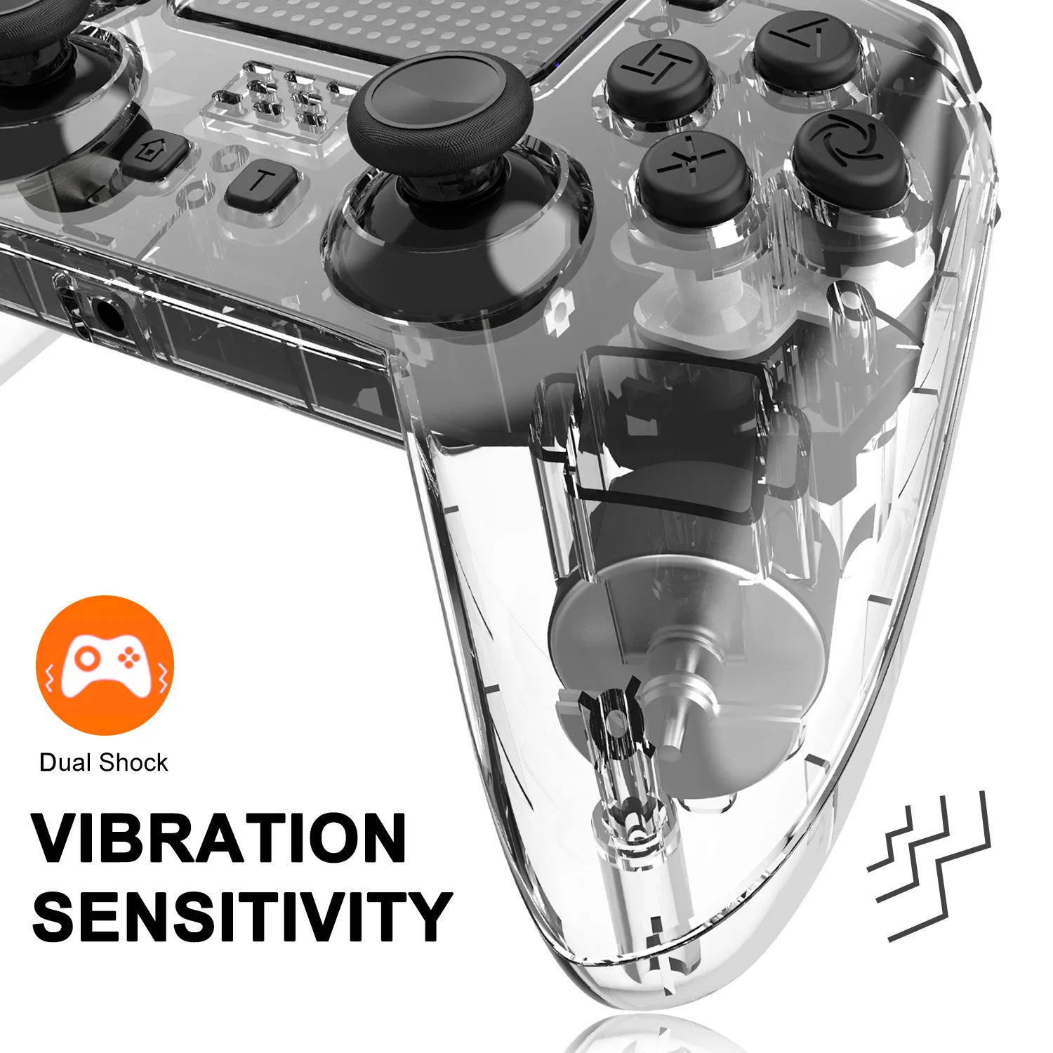 Wholesale Transparent Wireless Gamepad PS4 Joystick With 7 Color Led Light Console BT 6-Axis Dual Motor Controller for PS3/PC