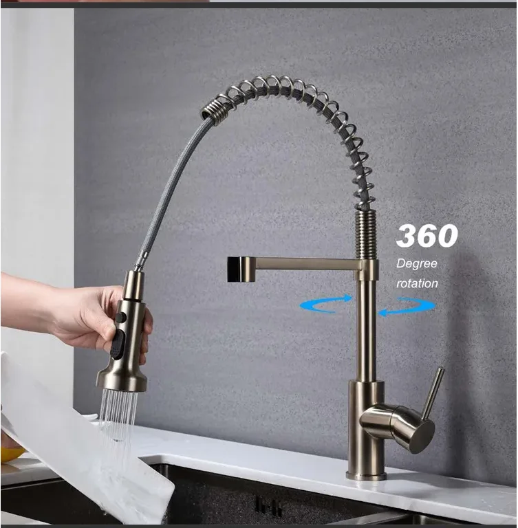oem odm kitchen taps wholesales 304 stainless steel brushed hot and cold washbasin basin mixer faucet