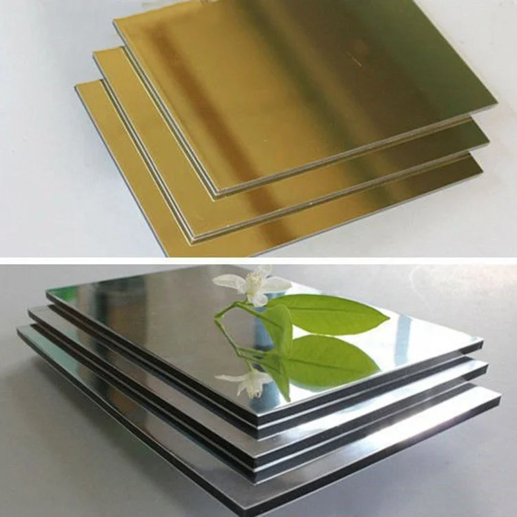 Silver Gold color Mirror Aluminum Composite Panels for Building Exterior Wall Cladding