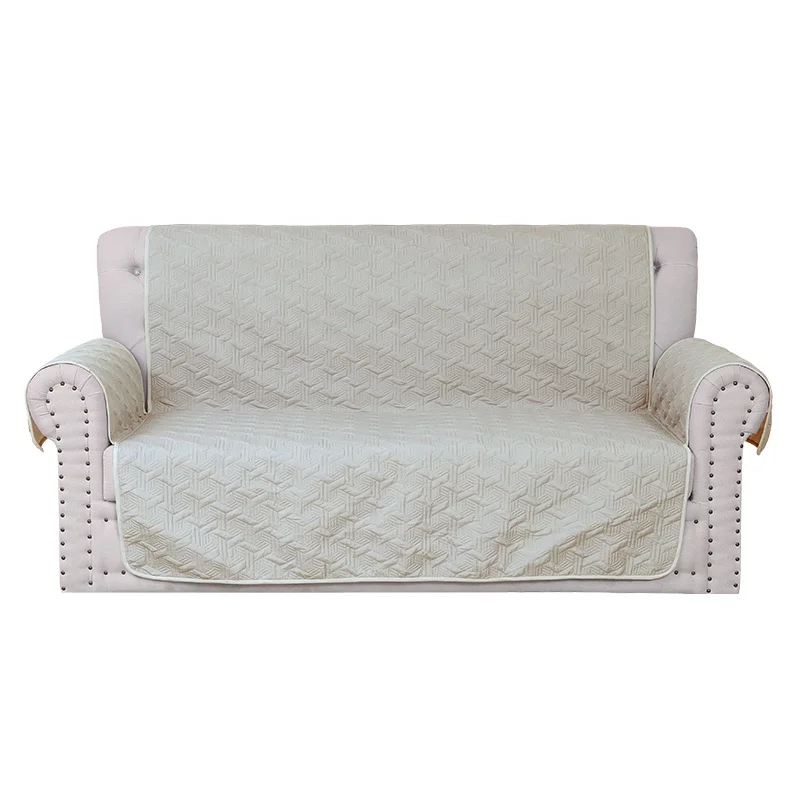 Perfect Fit Sofa Seat Mat Cover Elastic Solid Color Pets Kids Furniture Protector Washable