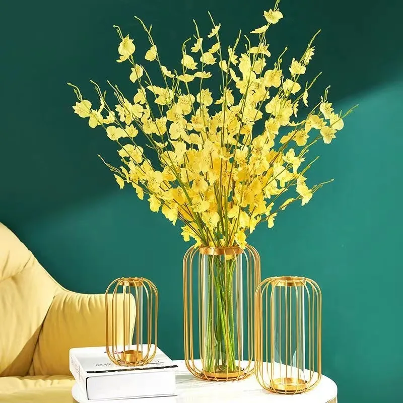 Роскошное украшение для дома и свадьбы, настольные украшения, 85 см, металлическая подставка для вазы с цветами и золотом и стеклянной бутылкой