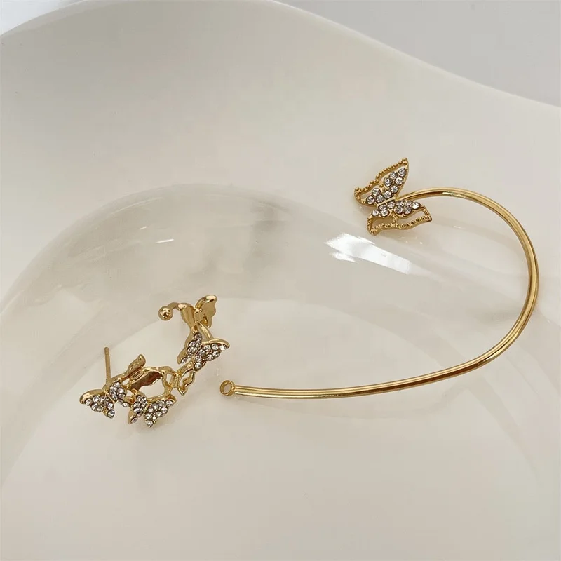 Earring cuffs women high quality pierced earing clips snake shape ear cuff warp gold jewelry wholesale butterfly earrings in one