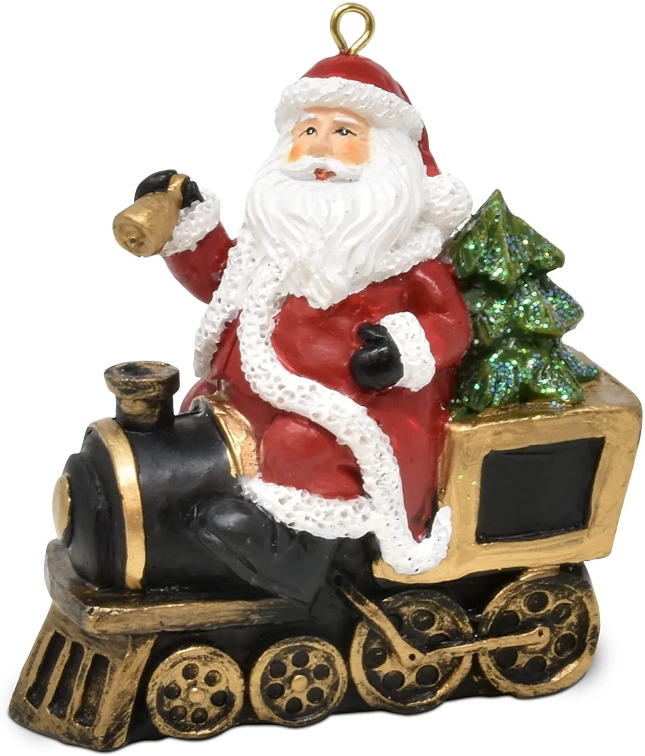 FREE SAMPLE Christmas Santa Figurines Ornaments Decoration Set of 2 Miniature Santa Sleigh and Train Holiday Tree Ornament Decor