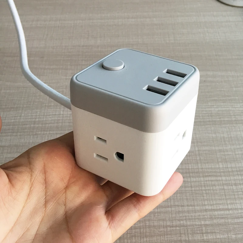 
Cube Portable Power Strip with 3 USB 3 Outlet Portable power strip with usb for desktop/nightstand 